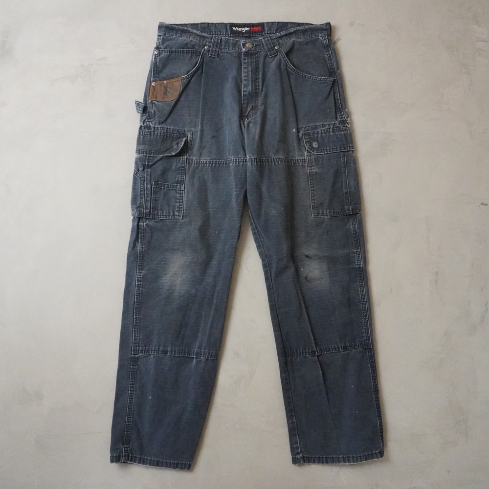 Wrangler Riggs Workwear Cargo Pants 34x34 Mens Blue Ripstop Carpenter Utility
